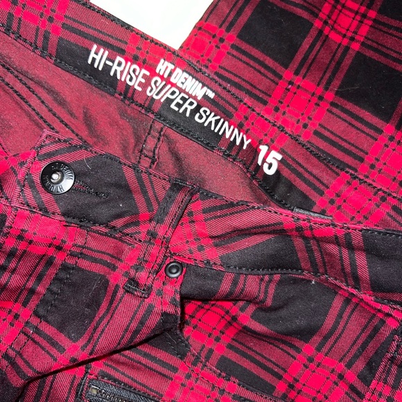 Hot Topic Plaid Pants Womens 15 Red Black - Picture 2 of 4